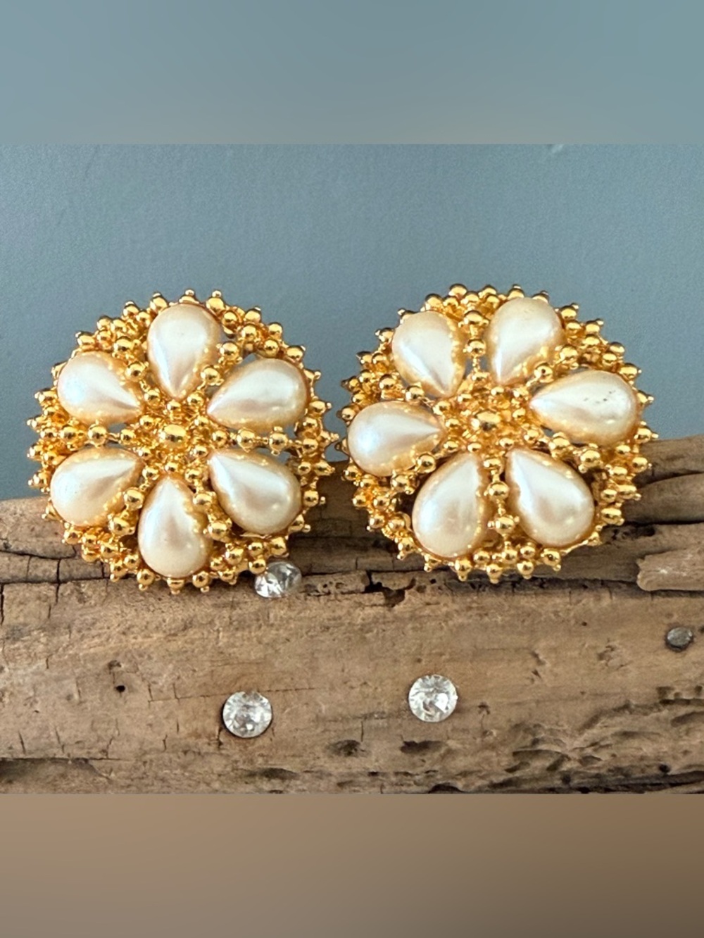 Vintage St. John Gold Pearl Earrings